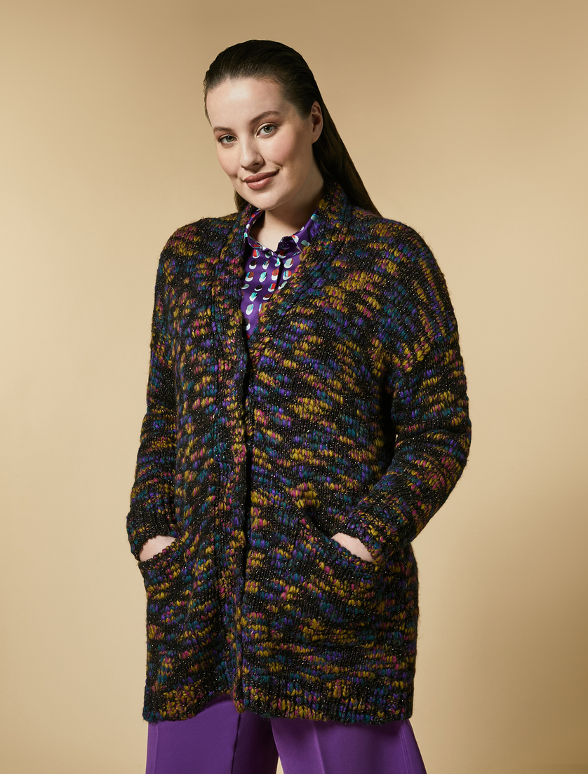 Multicoloured malfilé cardigan - Purple - Marina Rinaldi