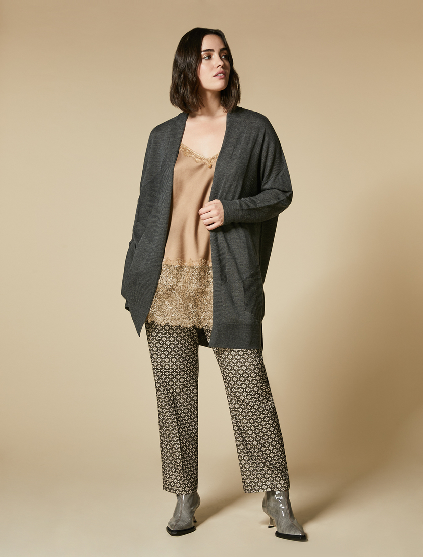 Wool-blend cardigan - Dark grey - Marina Rinaldi - 4