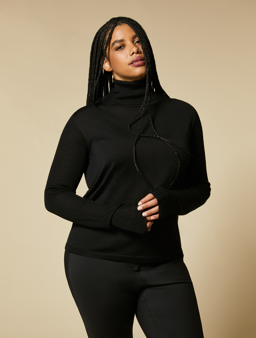 Pull en laine mélangée - Noir - Marina Rinaldi