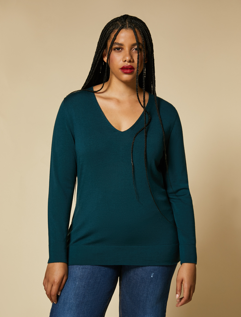 Pullover aus Merinowolle - Dunkelgrün - Marina Rinaldi