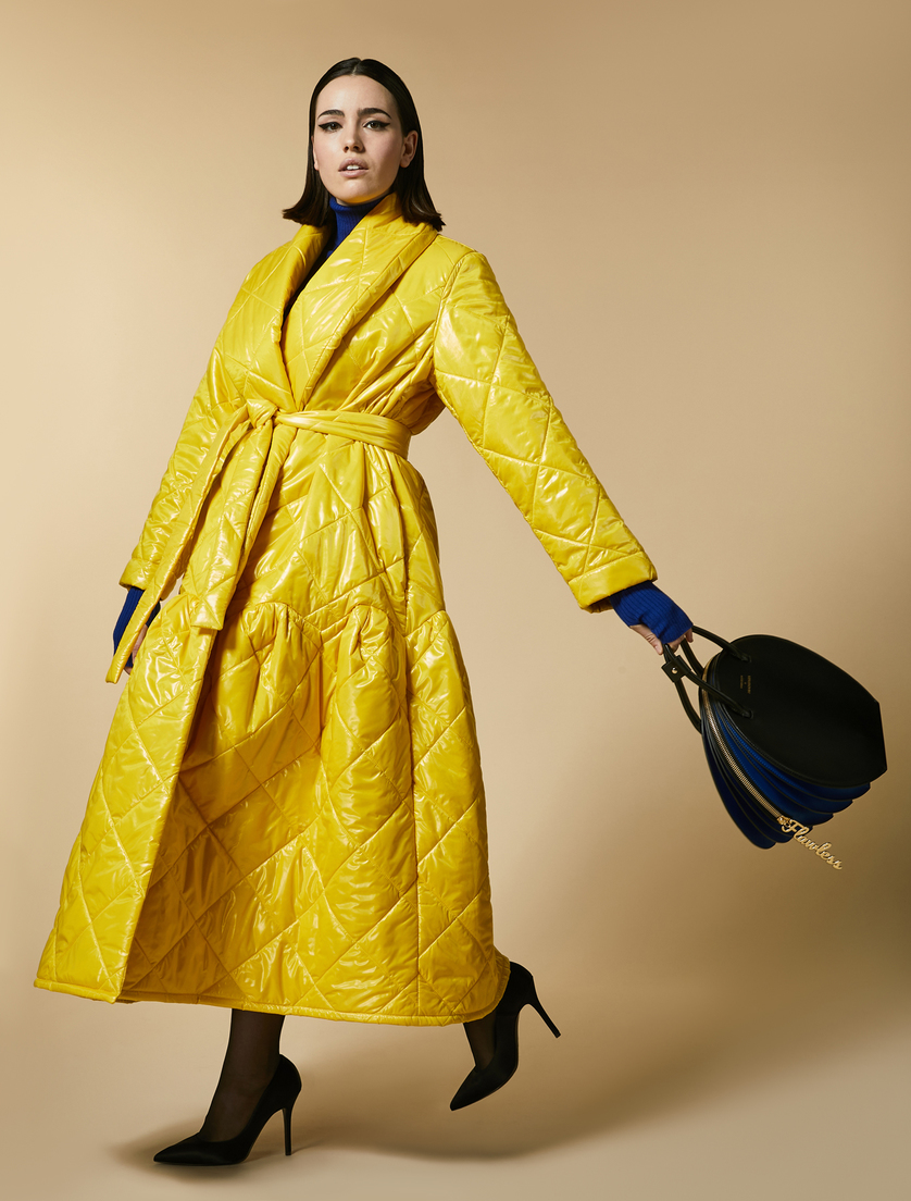 Quilted nylon down jacket - Yellow - Marina Rinaldi - 4