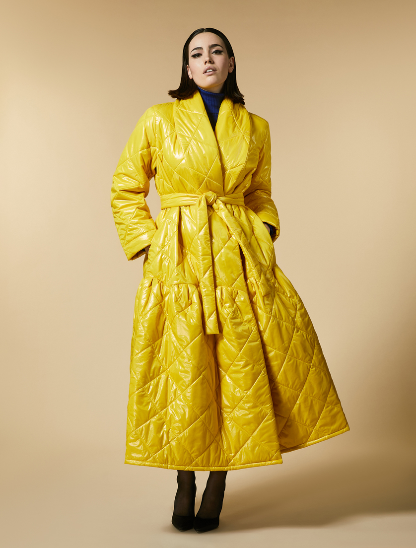 Quilted nylon down jacket - Yellow - Marina Rinaldi