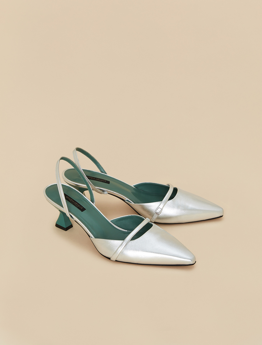 Sling back in pelle laminata - Argento - Marina Rinaldi - 2