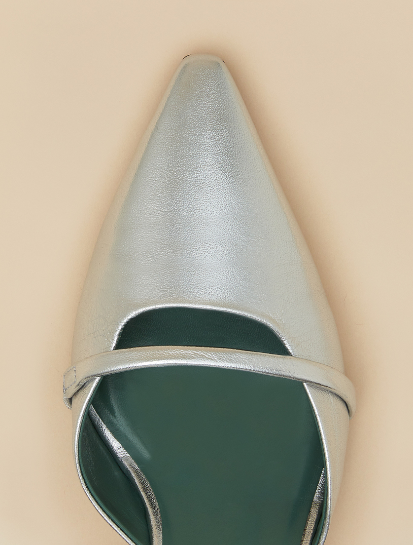 Sling back in pelle laminata - Argento - Marina Rinaldi - 4