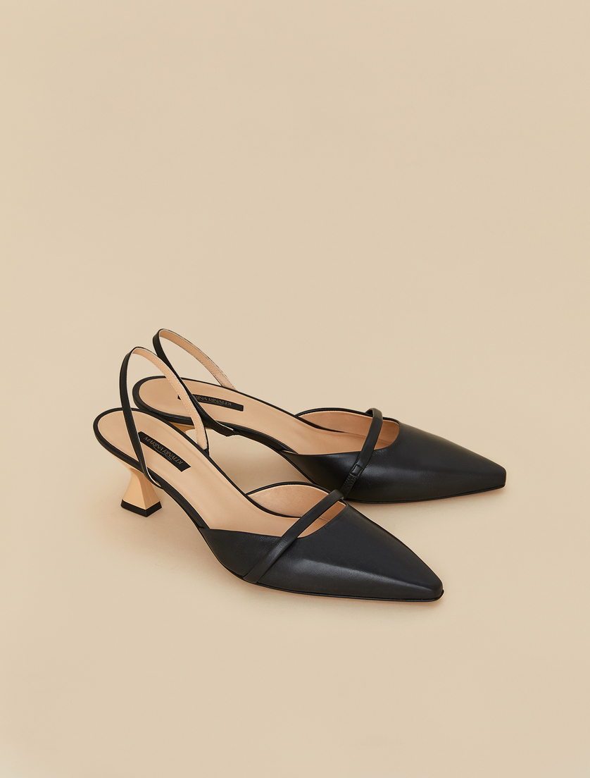Laminated leather slingbacks - Black - Marina Rinaldi - 2