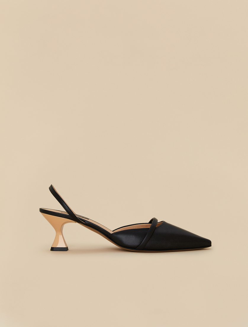 Laminated leather slingbacks - Black - Marina Rinaldi