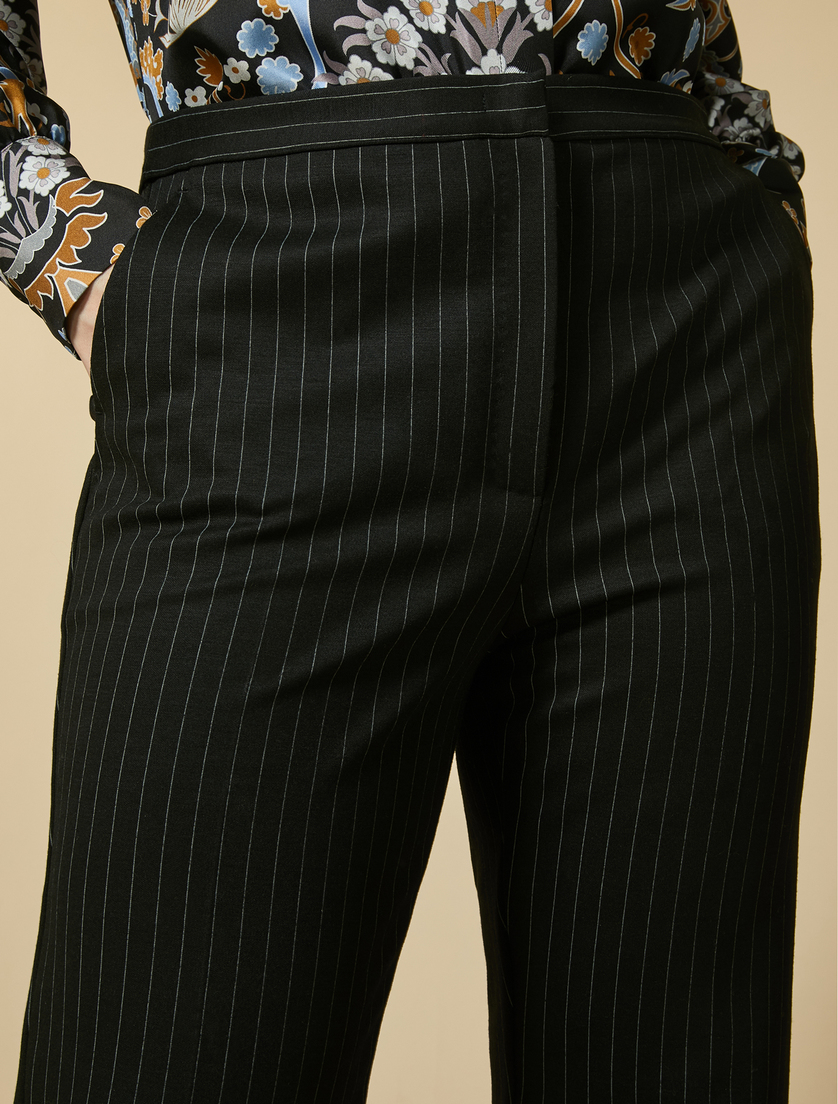 Pinstripe jersey trousers - Black - Marina Rinaldi - 3