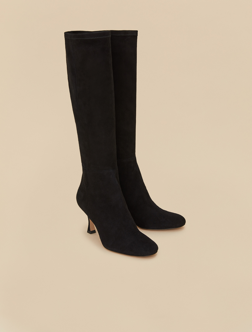 Stretch suede boots - Black - Marina Rinaldi - 2