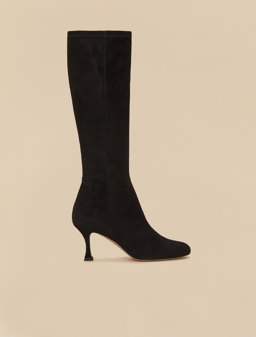 Stretch suede boots - Black - Marina Rinaldi