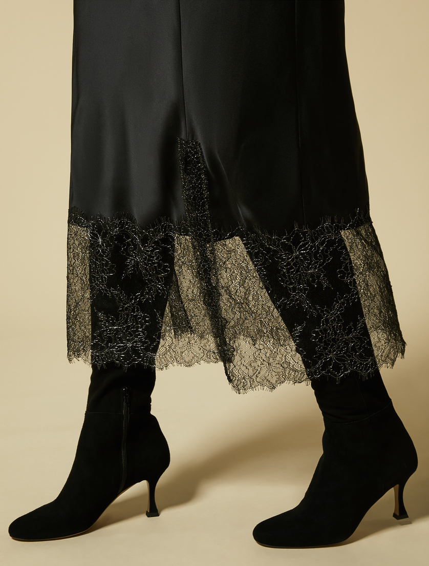 Petticoat aus Satin und mit Spitze - Schwarz - Marina Rinaldi - 3