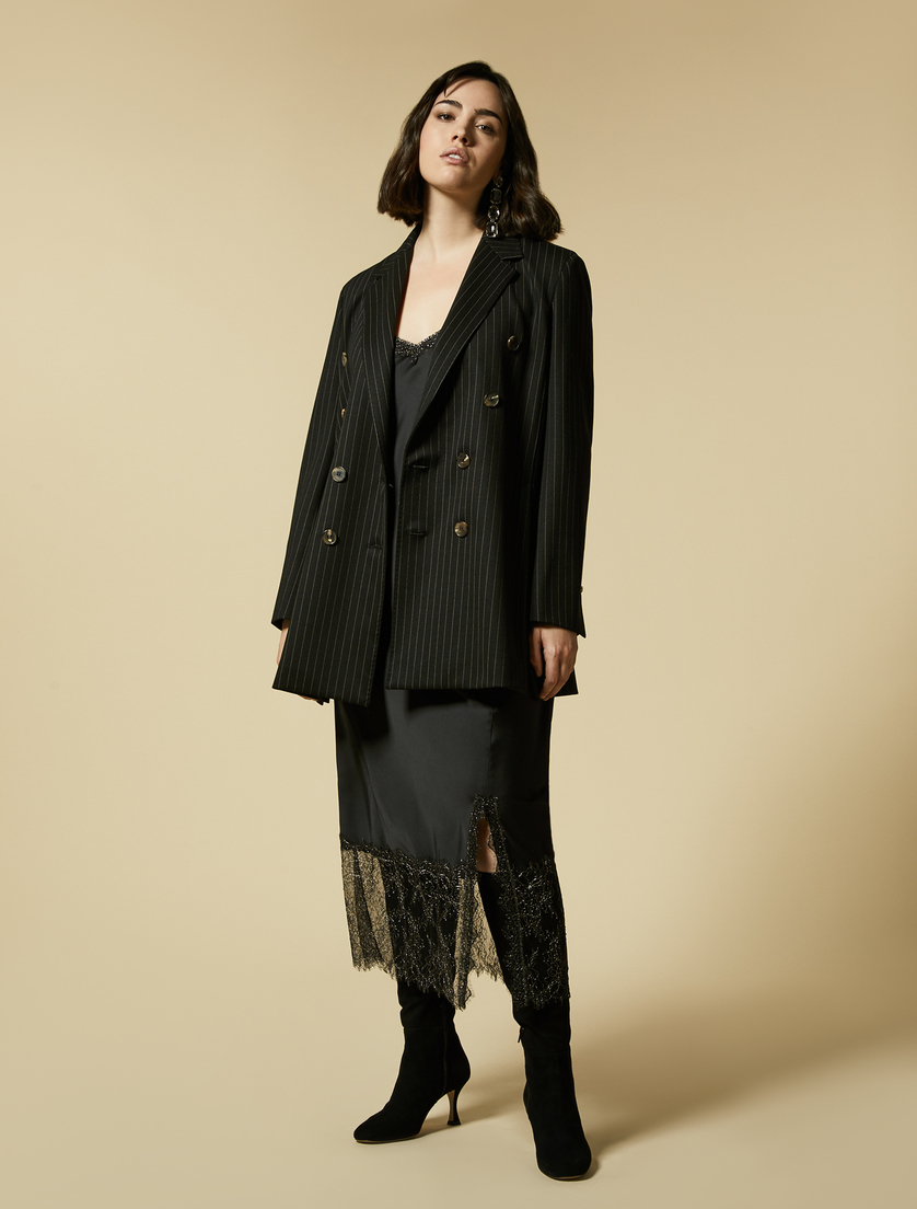 Pinstripe jersey jacket - Black - Marina Rinaldi - 4