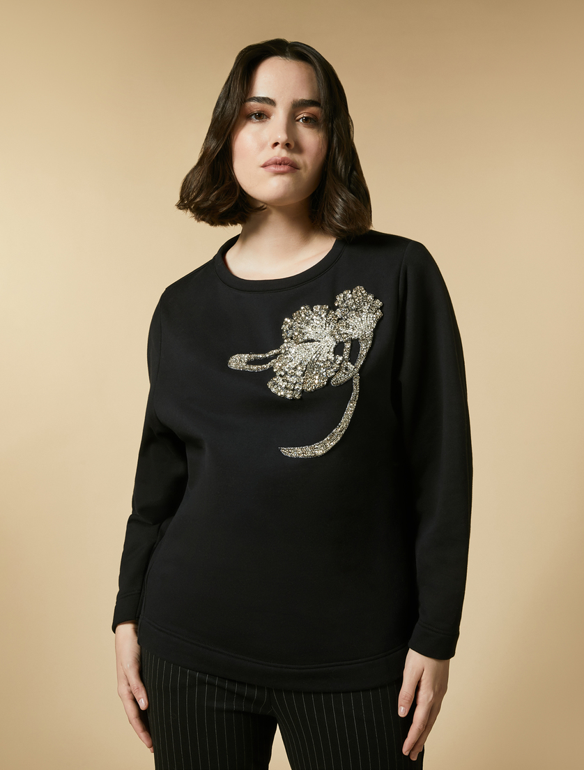 Embroidered sweatshirt - Black - Marina Rinaldi