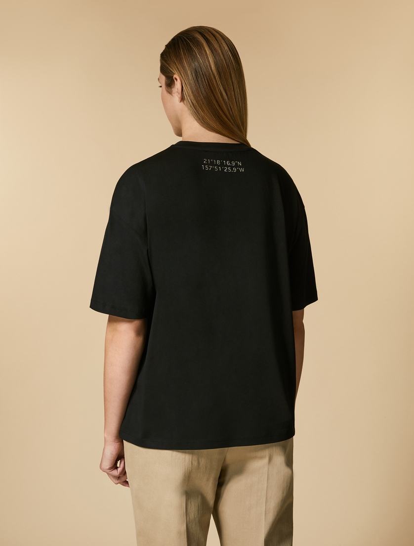 Print-embellished jersey T-shirt - Black - Marina Rinaldi - 3