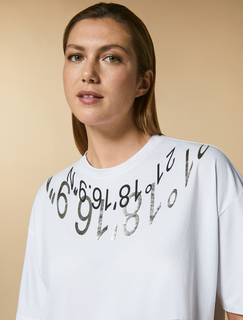Print-embellished jersey T-shirt - White - Marina Rinaldi - 2