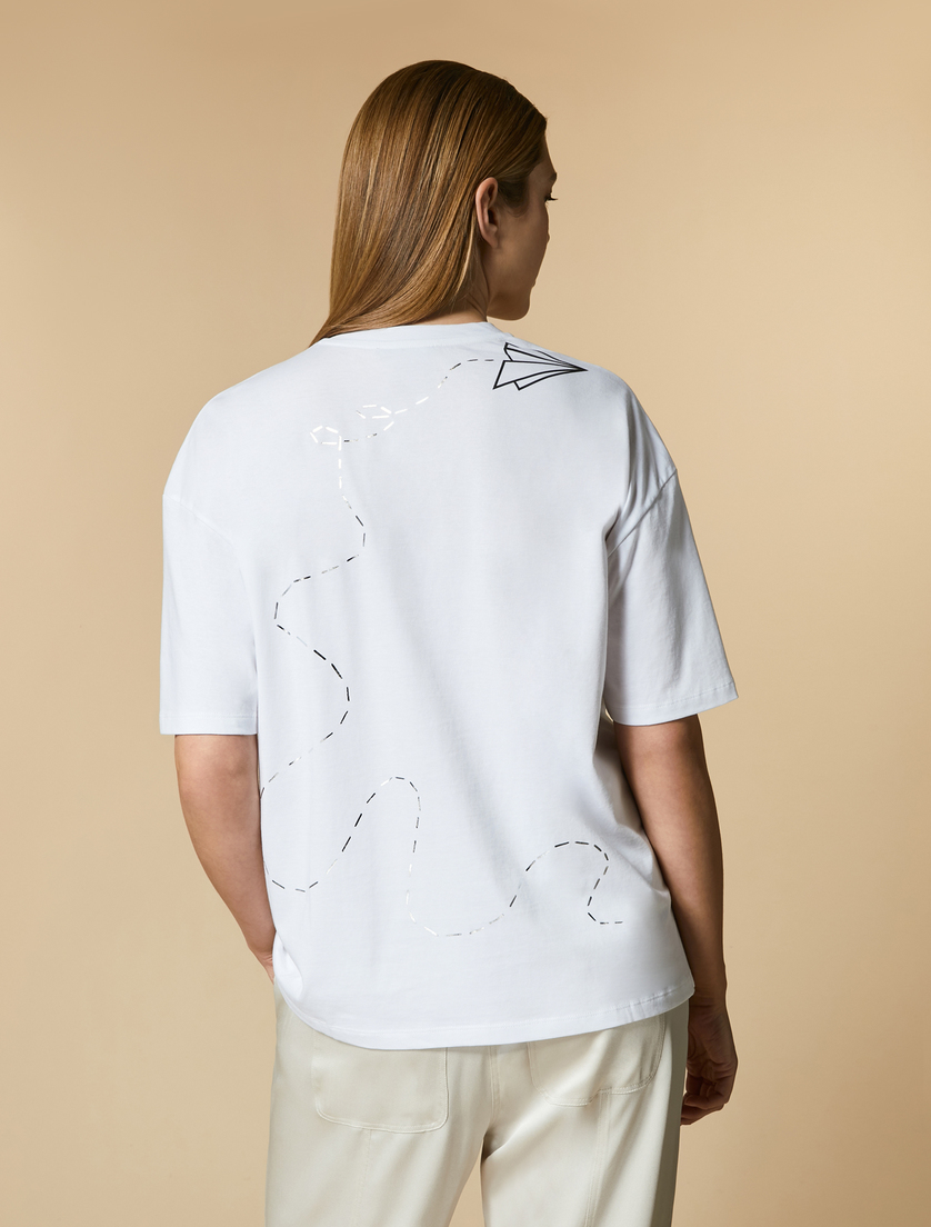 Print-embellished jersey T-shirt - White - Marina Rinaldi - 3
