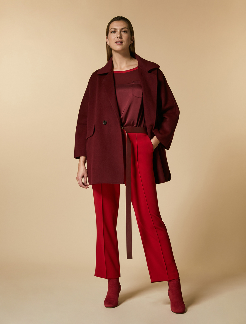 T-Shirt aus Jersey mit Satin - Bordeauxrot - Marina Rinaldi - 4