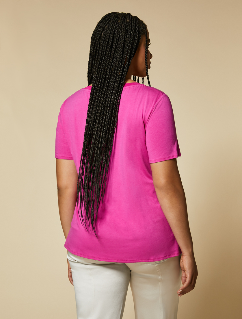 Satin jersey T-shirt - Fuchsia - Marina Rinaldi - 3