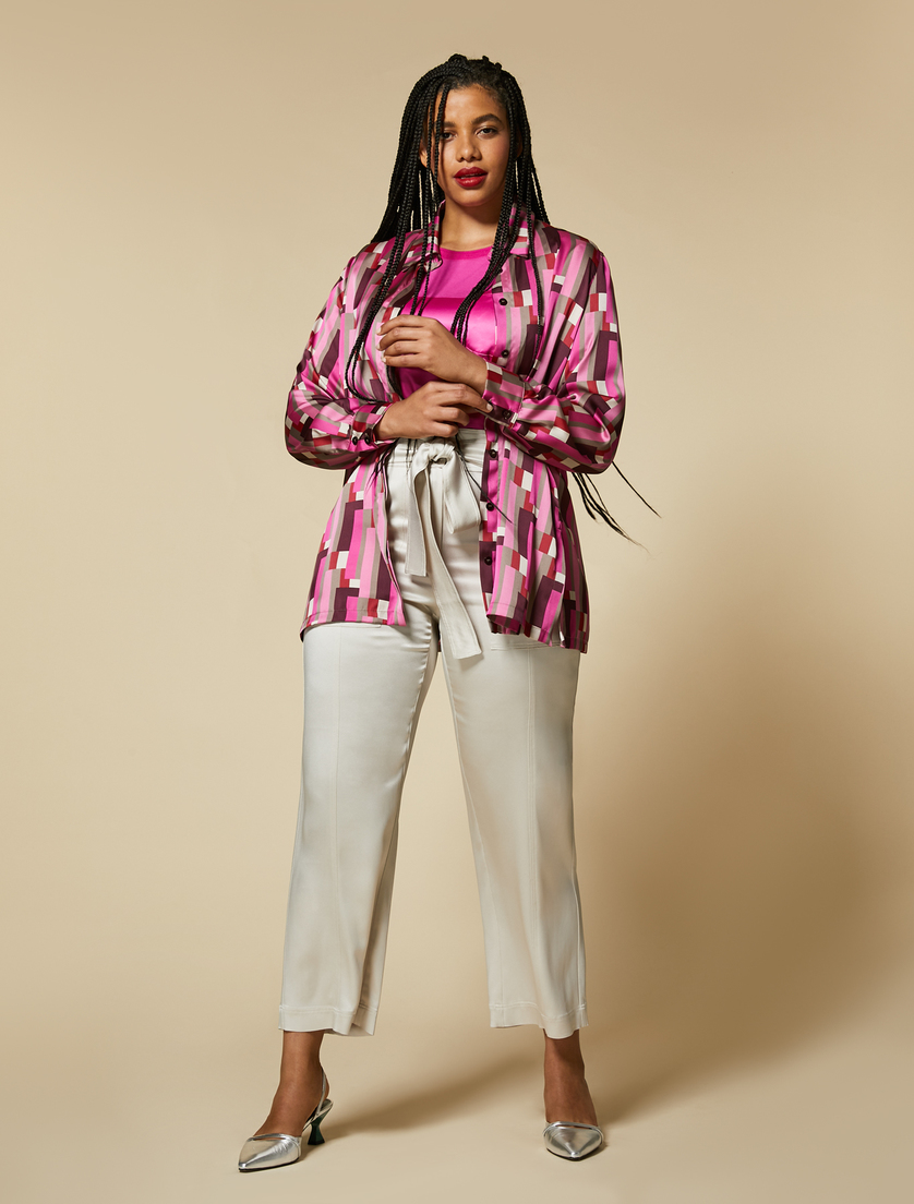 Satin jersey T-shirt - Fuchsia - Marina Rinaldi - 4
