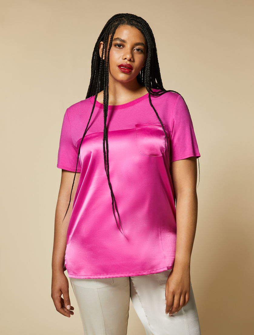 Satin jersey T-shirt - Fuchsia - Marina Rinaldi