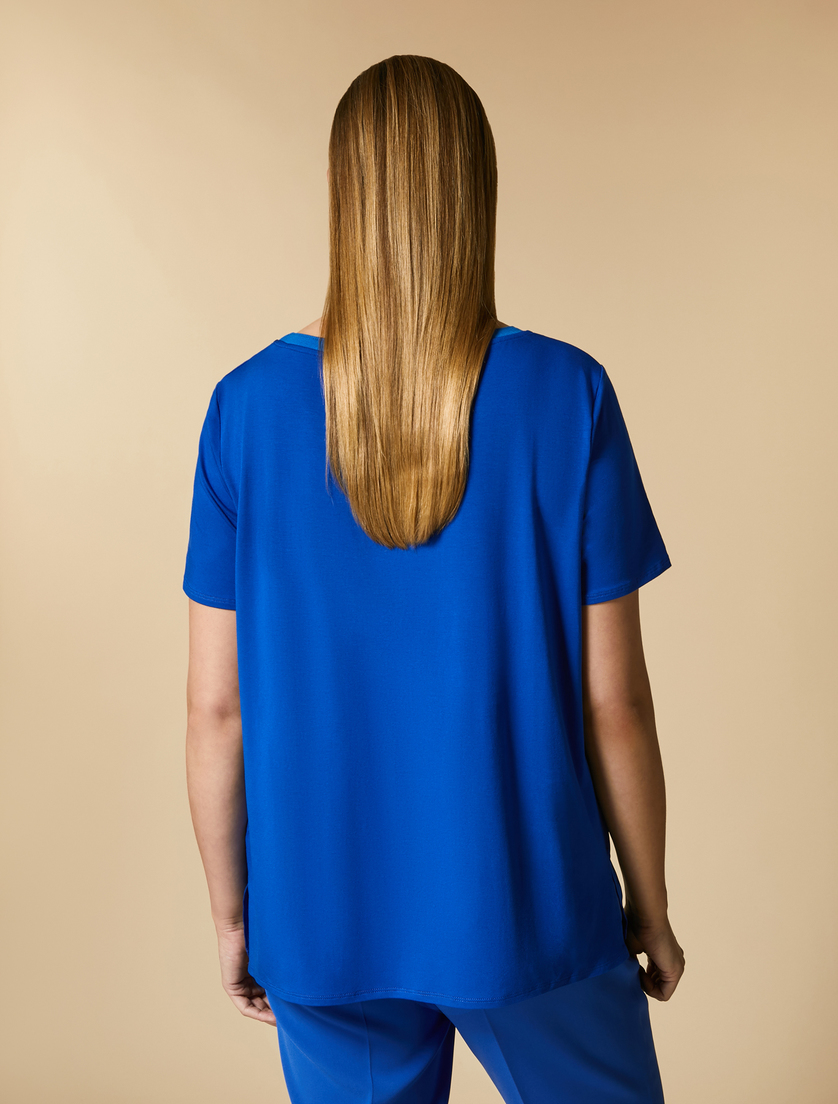 T-Shirt aus Jersey mit Satin - Blau - Marina Rinaldi - 3