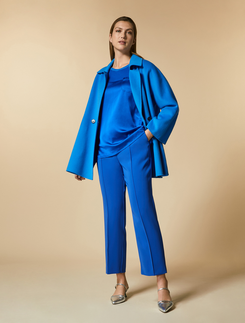 T-Shirt aus Jersey mit Satin - Blau - Marina Rinaldi - 4