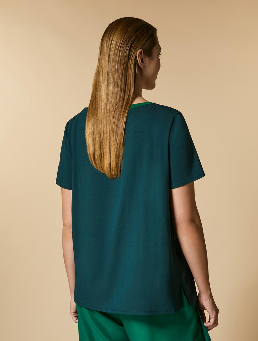 Satin jersey T-shirt - Dark green - Marina Rinaldi - 3