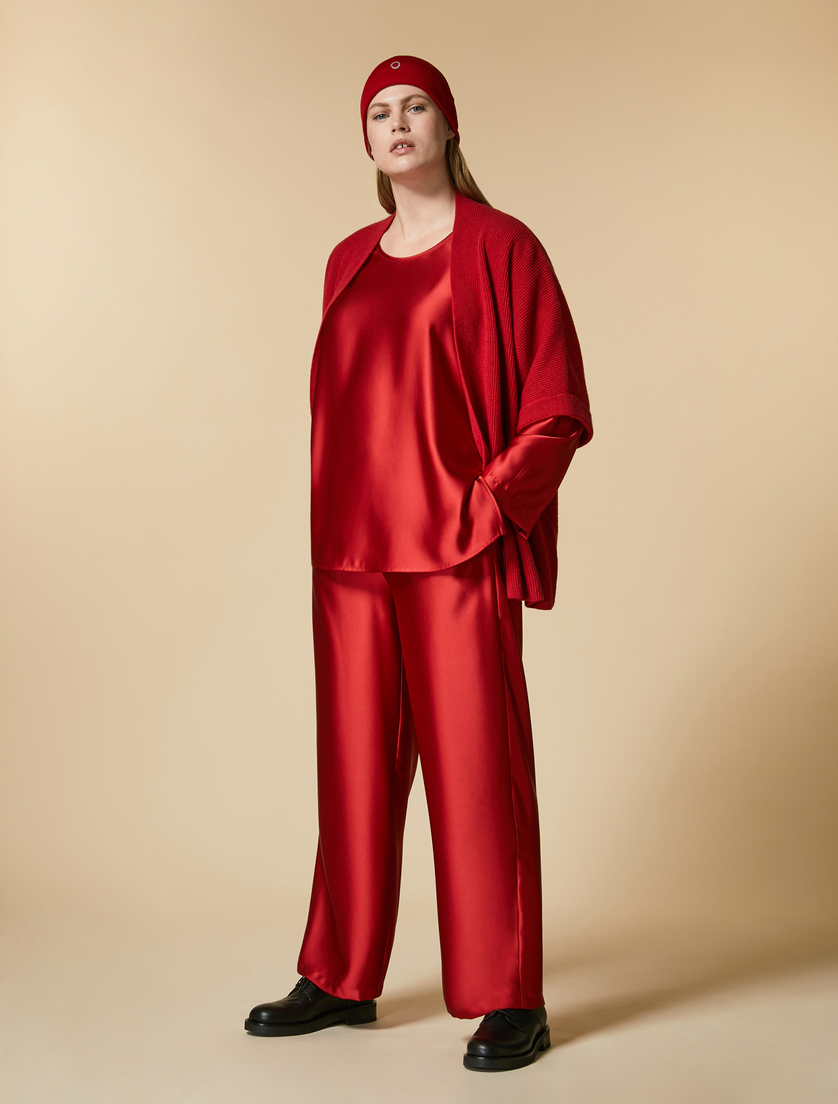Fluid satin tunic - Red - Marina Rinaldi - 4