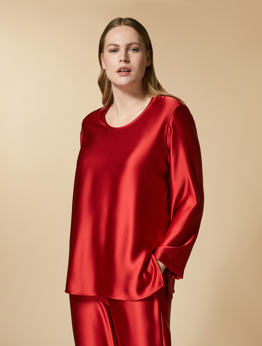 Fluid satin tunic - Red - Marina Rinaldi