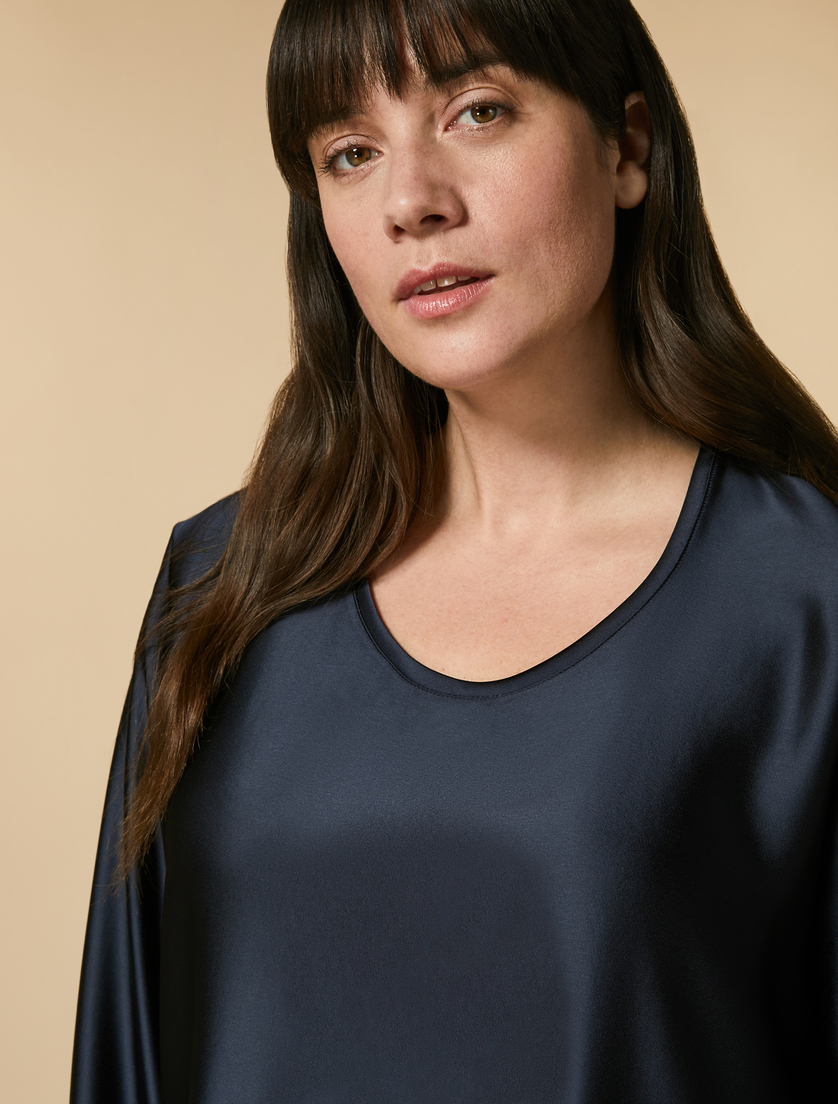 Fluid satin tunic - Dark navy - Marina Rinaldi - 2