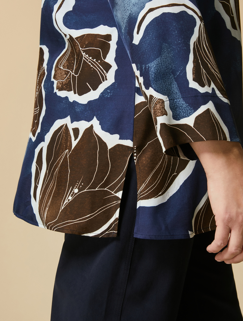 Viscose twill shirt - Dark navy - Marina Rinaldi - 2