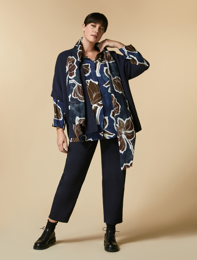 Viscose twill shirt - Dark navy - Marina Rinaldi - 4