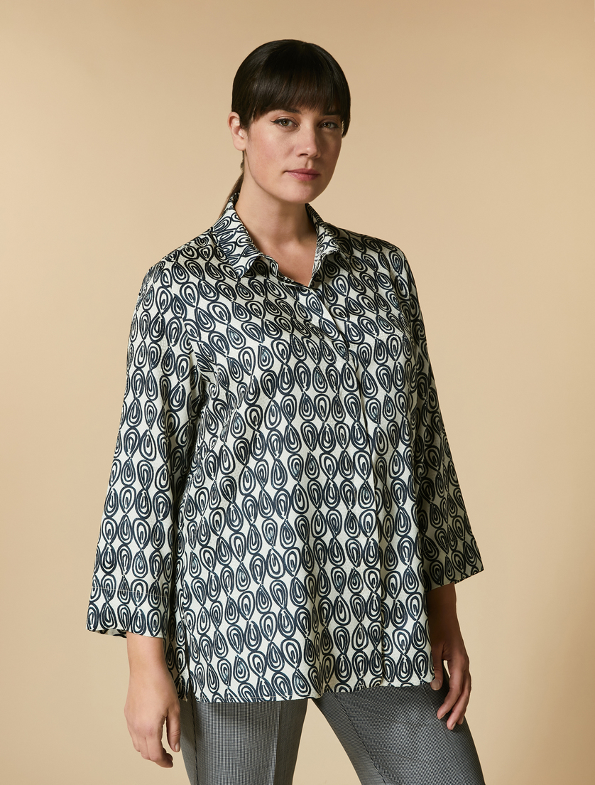 Jacquard-Hemd mit Print - Weiß - Marina Rinaldi