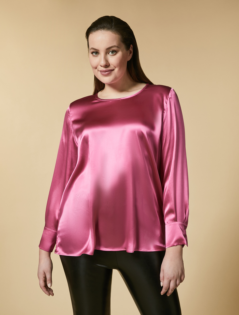 Silk satin blouse - Fuchsia - Marina Rinaldi