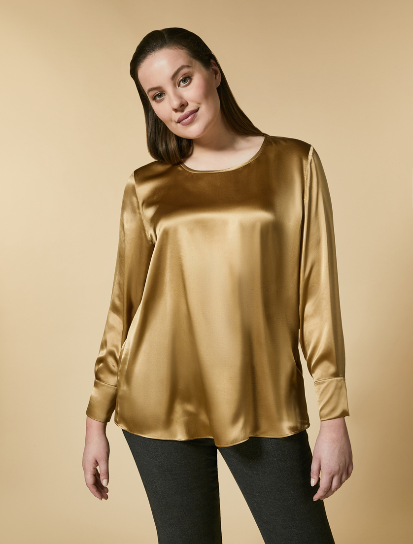 Bluse aus Seidensatin - Gold - Marina Rinaldi