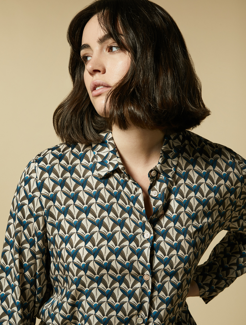 Hemdbluse aus bedrucktem Twill - Armee Grün - Marina Rinaldi - 2