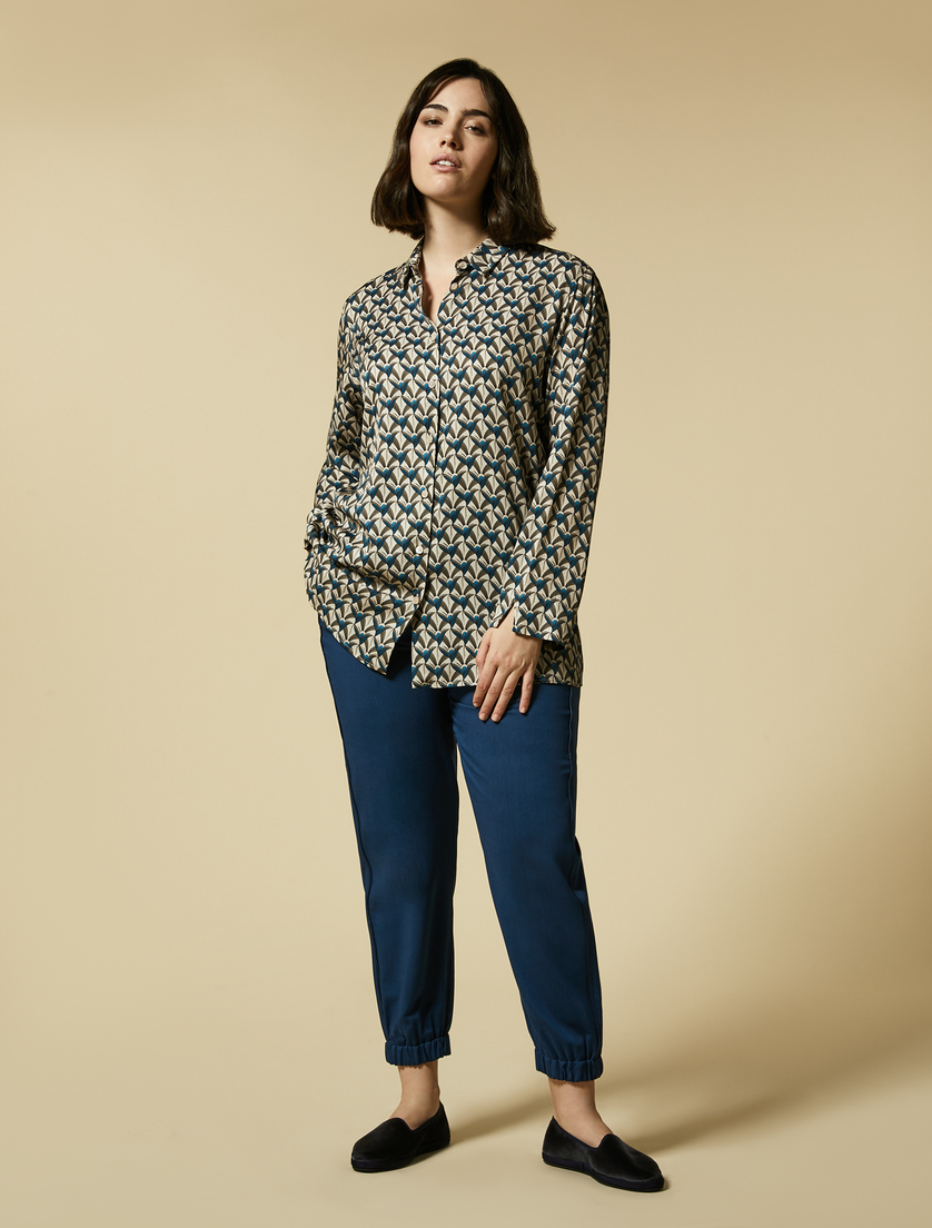 Hemdbluse aus bedrucktem Twill - Armee Grün - Marina Rinaldi - 4