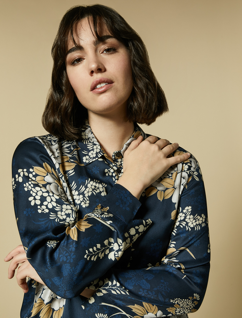 Printed twill shirt - China blue - Marina Rinaldi - 2
