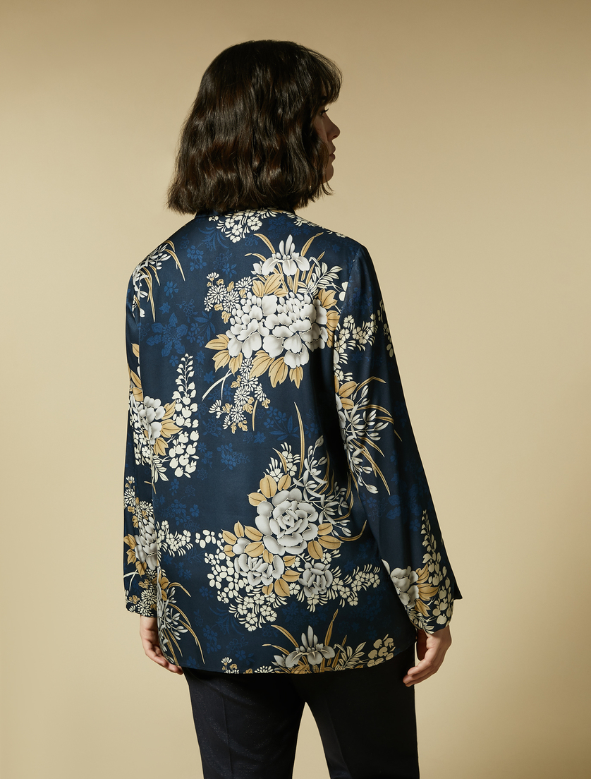 Printed twill shirt - China blue - Marina Rinaldi - 3