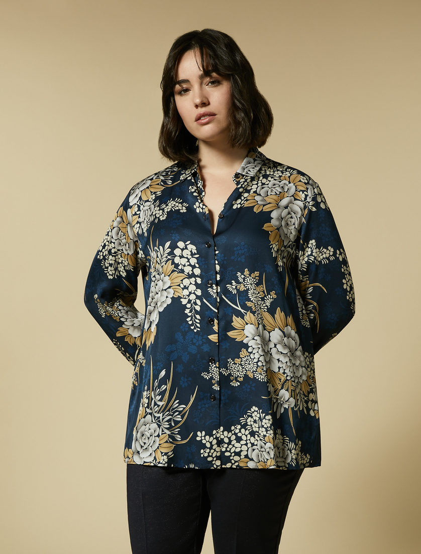 Printed twill shirt - China blue - Marina Rinaldi