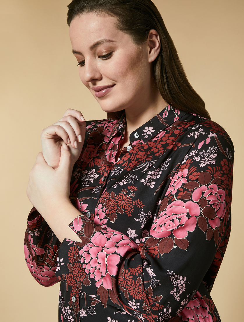 Hemdbluse aus bedrucktem Twill - Schwarz - Marina Rinaldi - 2