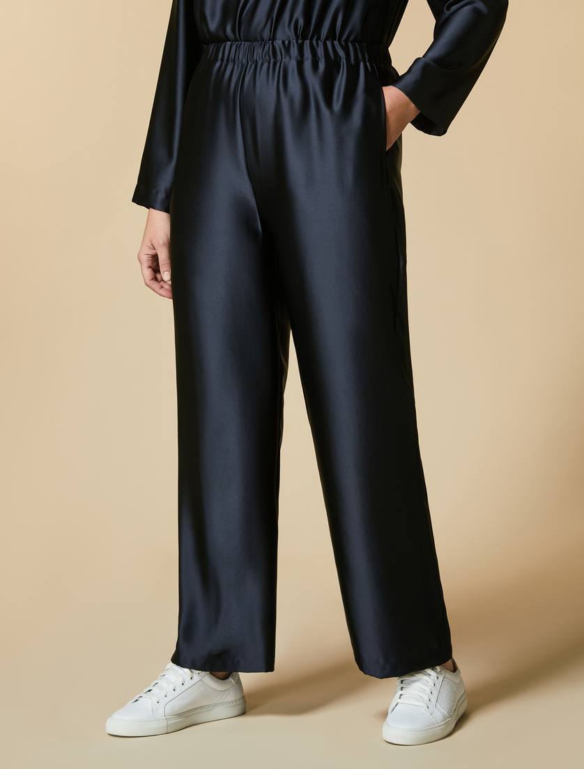 Satin trousers - Dark navy - Marina Rinaldi - 2