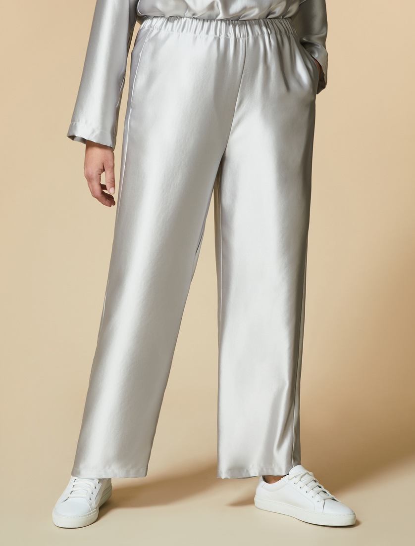 Pantaloni in raso - Grigio chiaro - Marina Rinaldi - 2