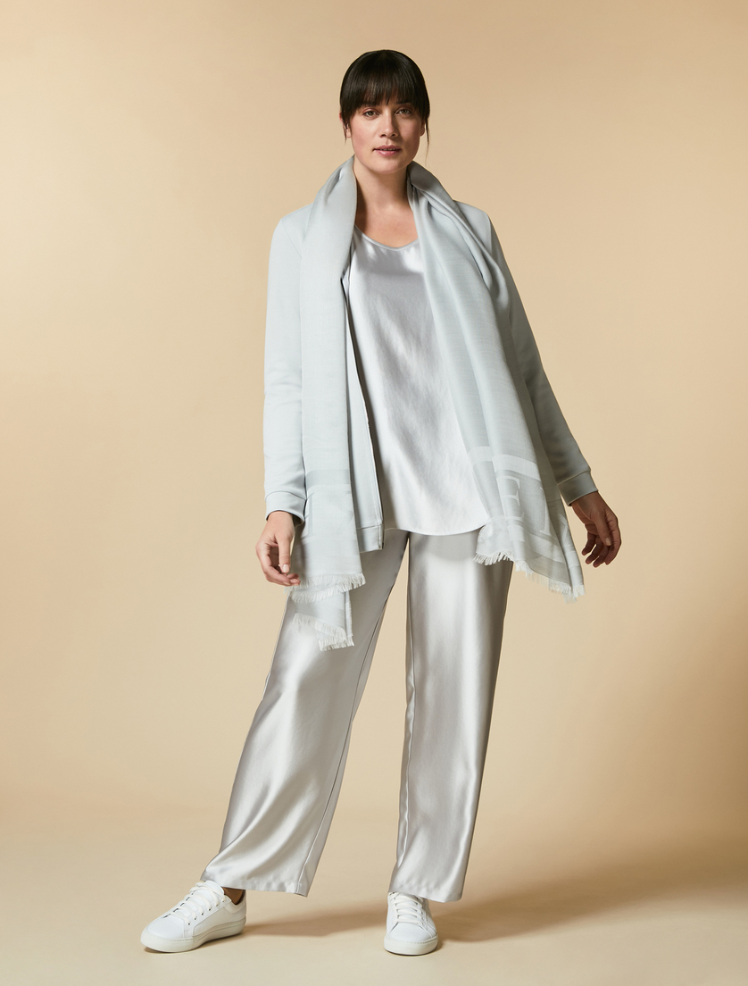 Pantaloni in raso - Grigio chiaro - Marina Rinaldi - 5