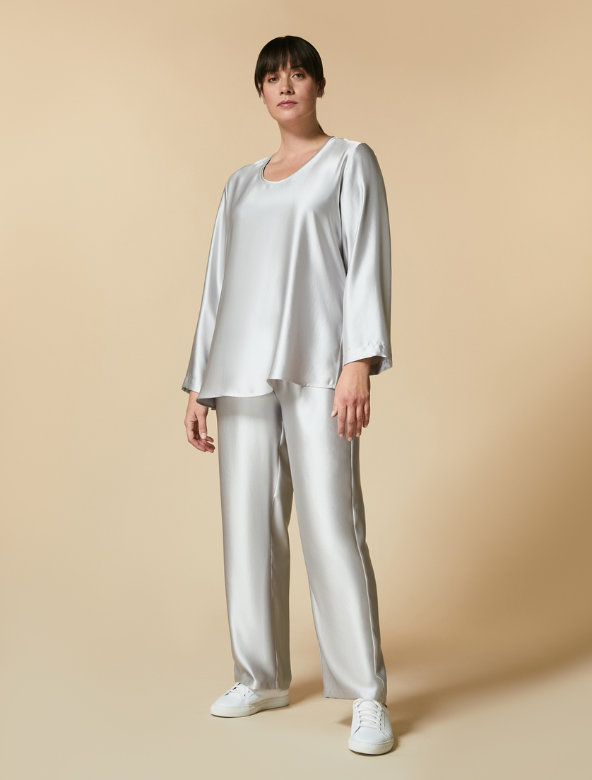 Pantaloni in raso - Grigio chiaro - Marina Rinaldi