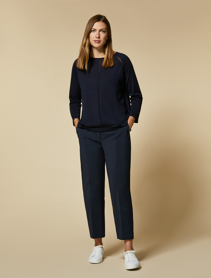 Technical fabric trousers - Dark navy - Marina Rinaldi