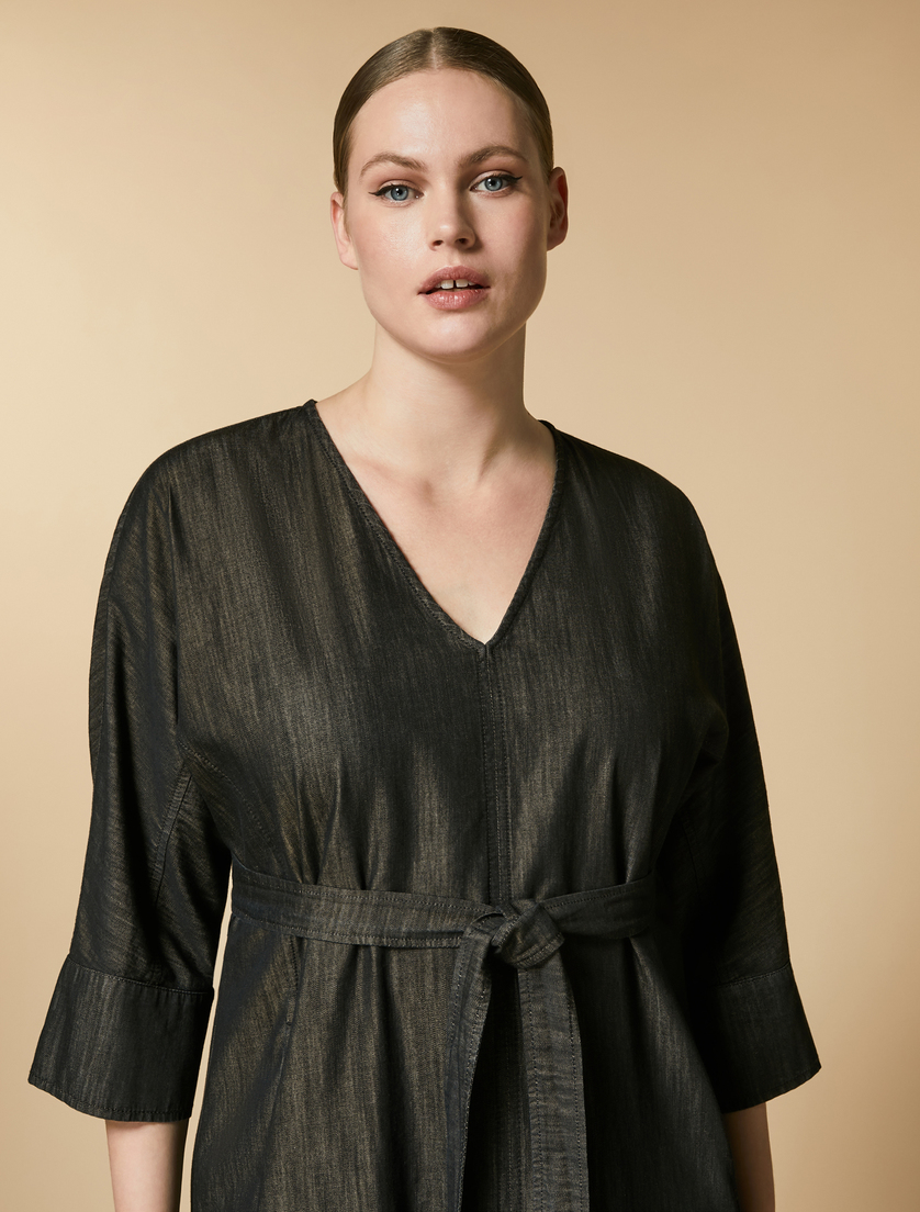 Kleid aus Satin - Schwarz - Marina Rinaldi - 2
