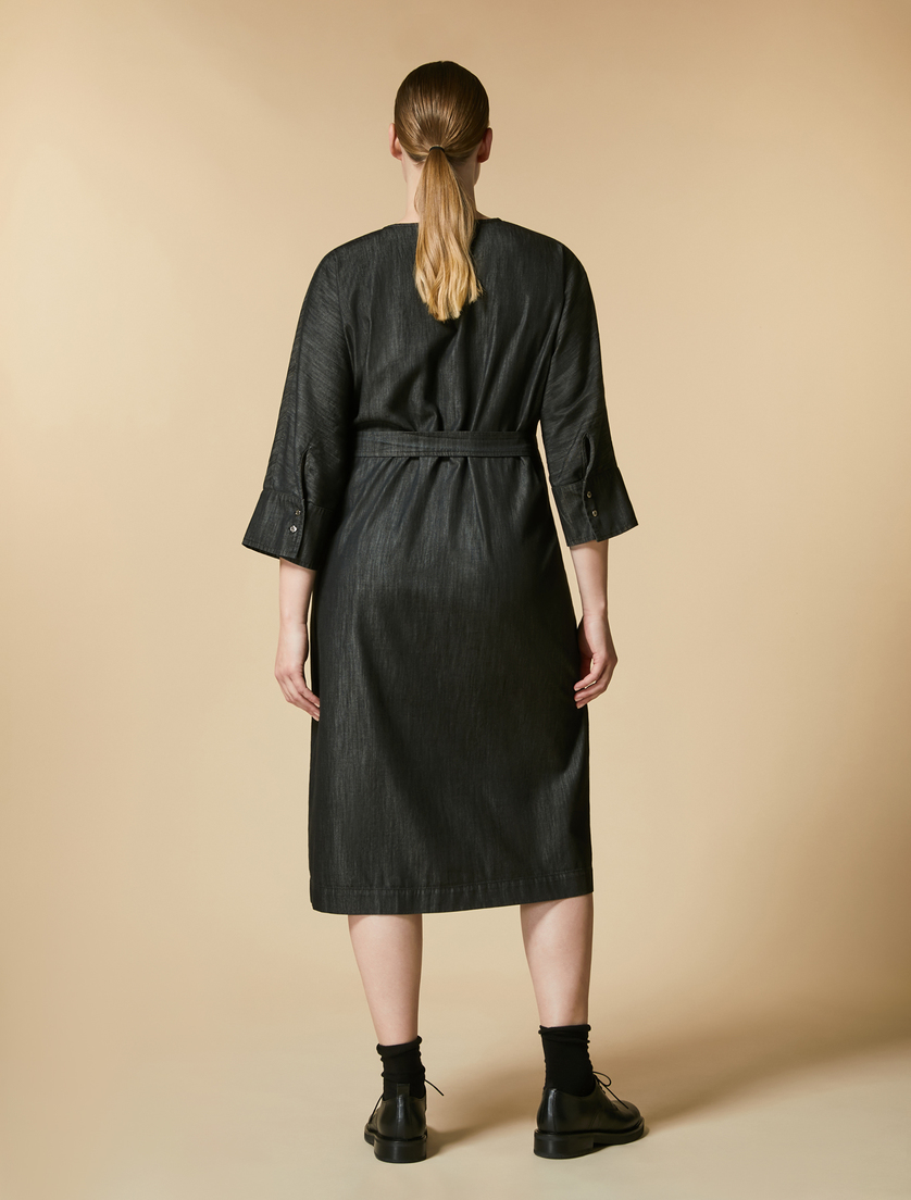 Kleid aus Satin - Schwarz - Marina Rinaldi - 3
