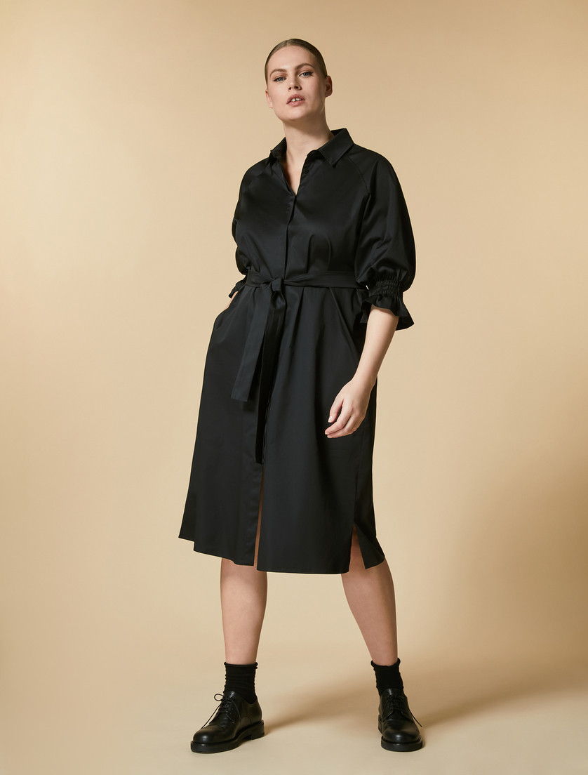 Kleid aus Baumwollsatin - Schwarz - Marina Rinaldi