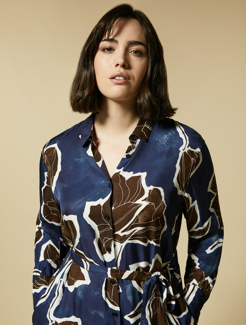 Hemdkleid aus Viskose-Twill - Dunkelblau - Marina Rinaldi - 2
