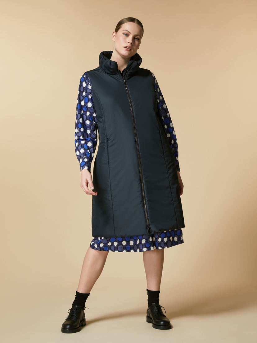 Technical poplin down jacket - Dark navy - Marina Rinaldi